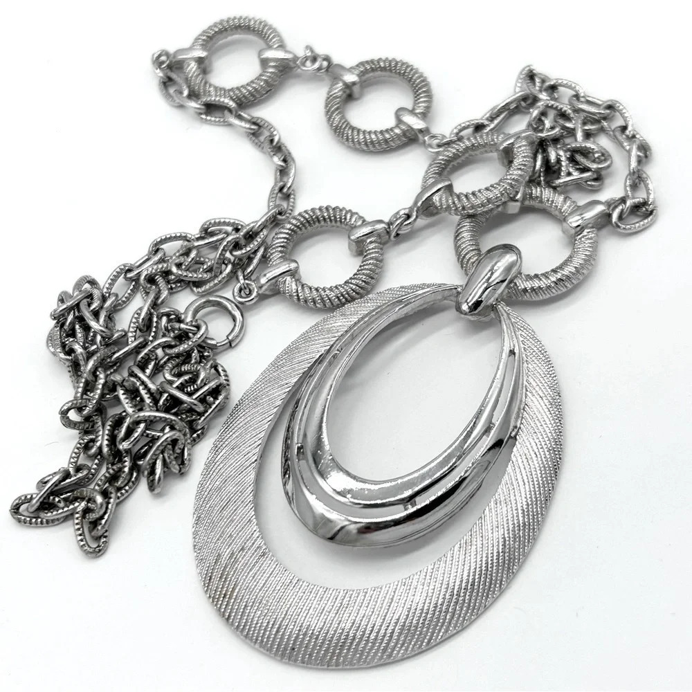 Trifari Vintage Crown Trifari Silver Pendant Necklace